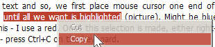 Copying selected text Copying selected text